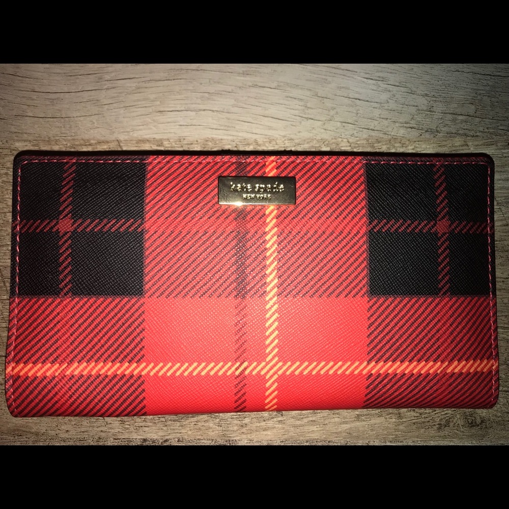 Kate Spade Newbury Lane Plaidred Wallet